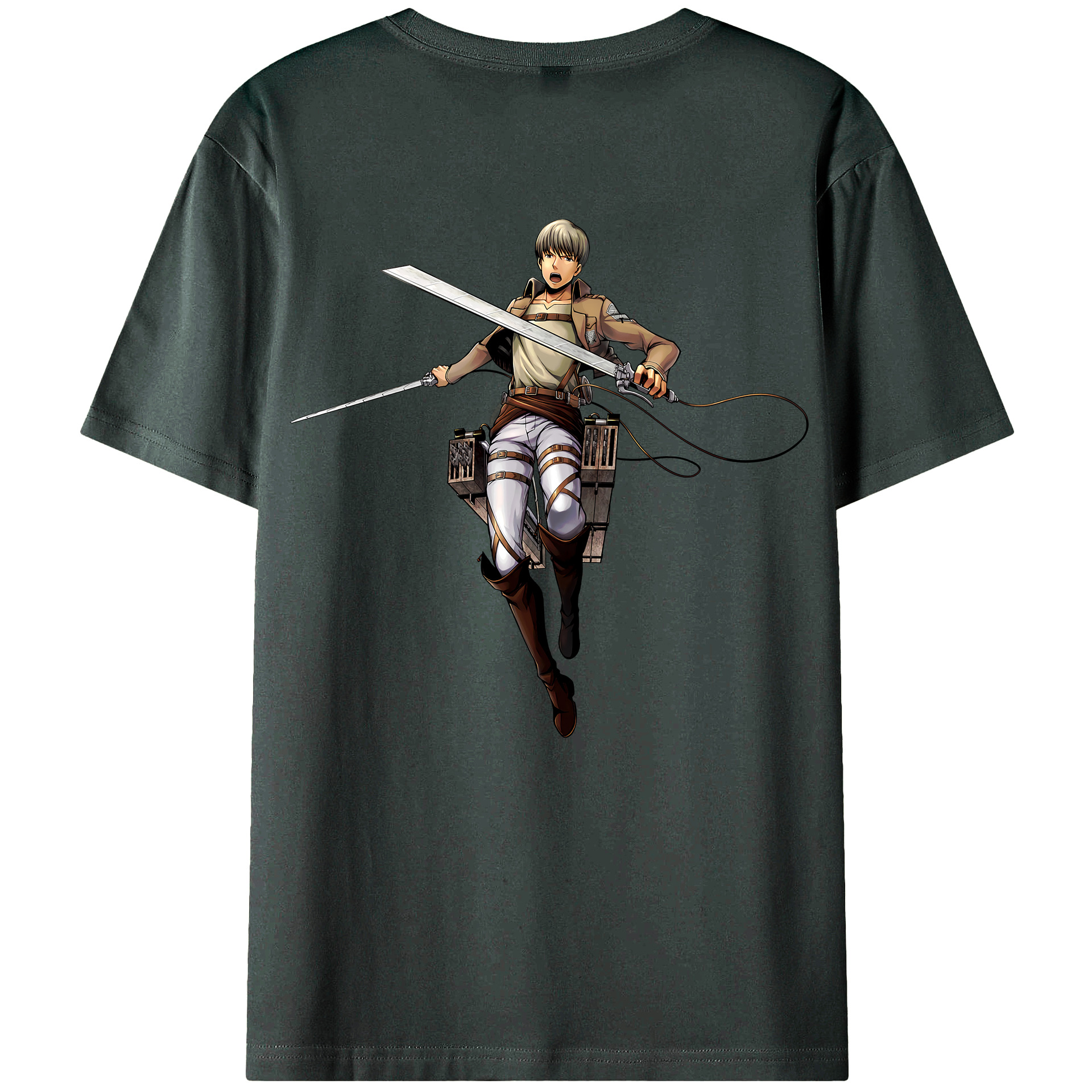（画像用） 進撃の巨人 Attack on Titan 綿100％ メンズ半袖Tシャツ（バックプリント） 通気性